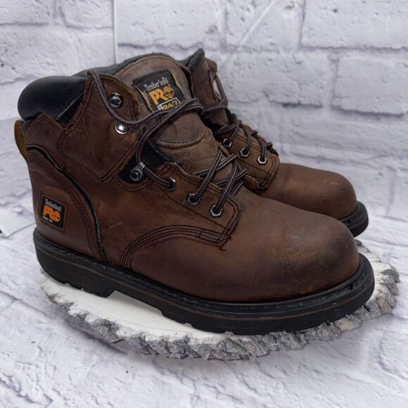 Timberland Pro 33034 24/7 Pit Boss Steel Toe Boots Brown 9.5 W Cushion Safety - Picture 3 of 12